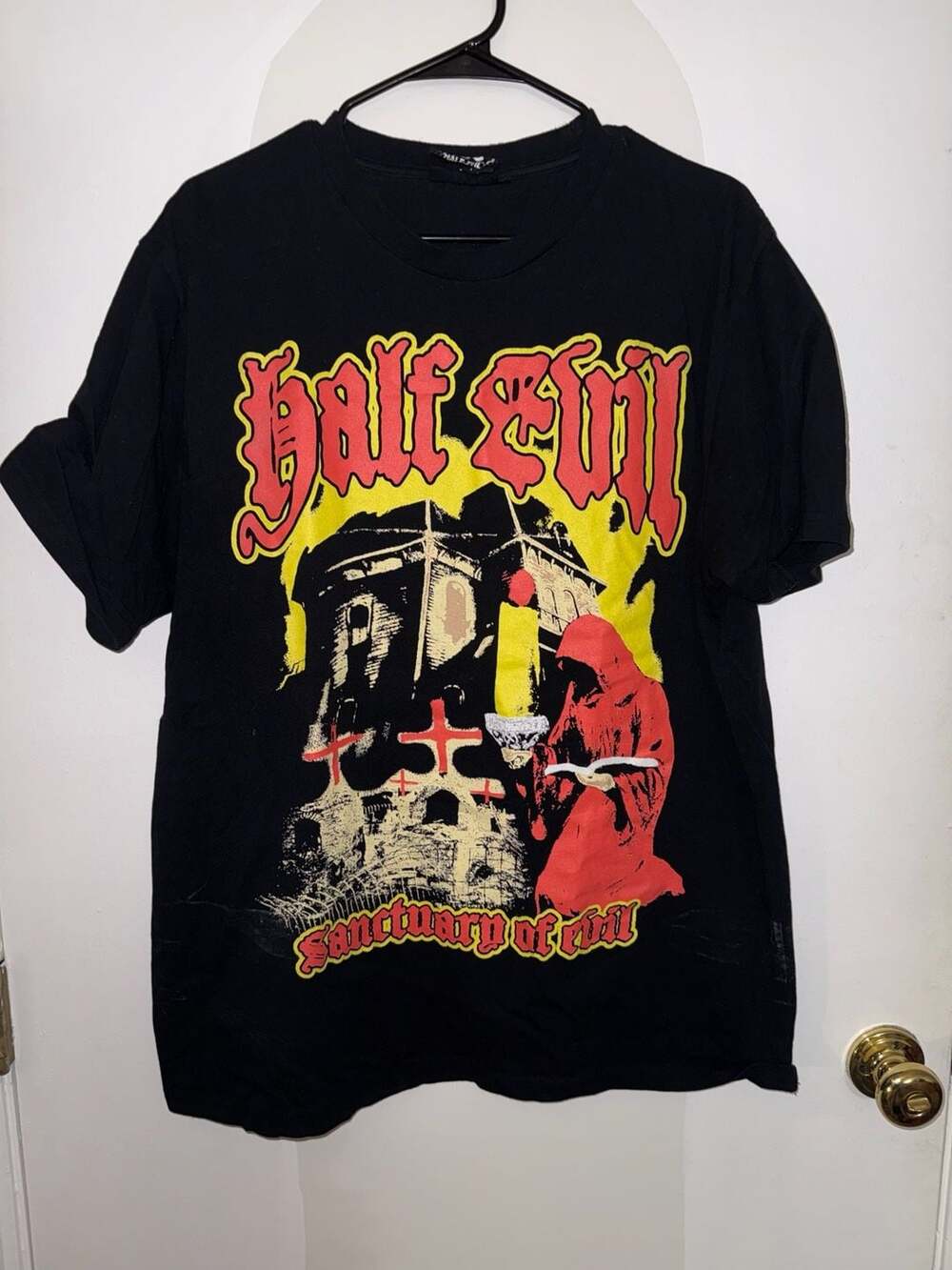 Half Evil 333 Sanctuary of Evil Black Graphic T-Shirt
